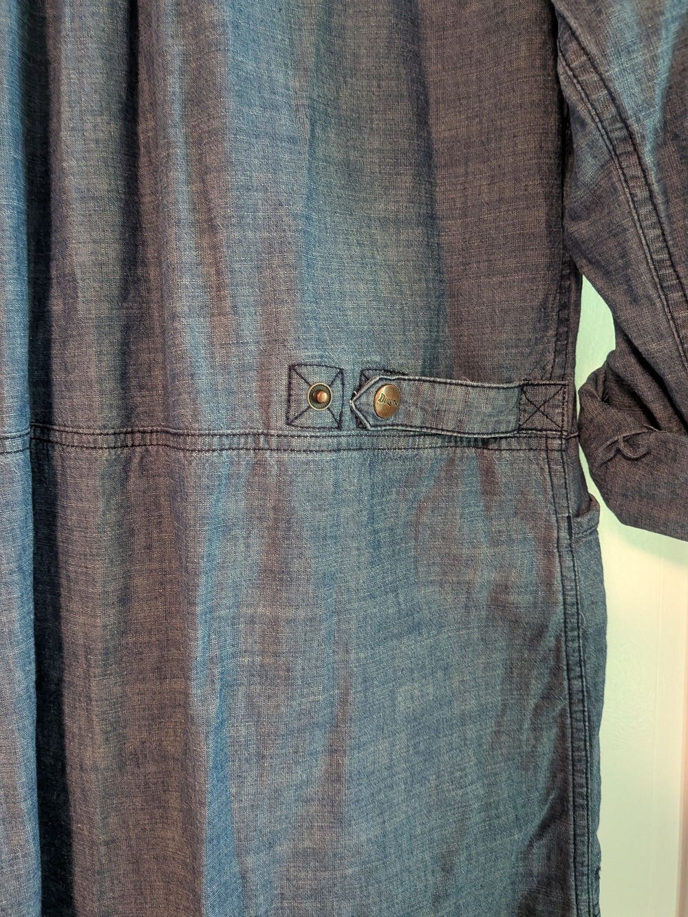 Duluth Trading Co Denim Chambray Midi Shirt Dress - Blue - Picture 4 of 4